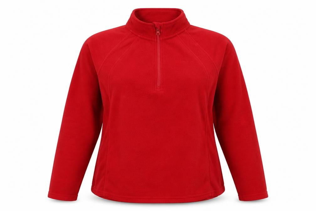 Front view of Texsport women’s red polyester pullover sweatshirt, size XL, pullover