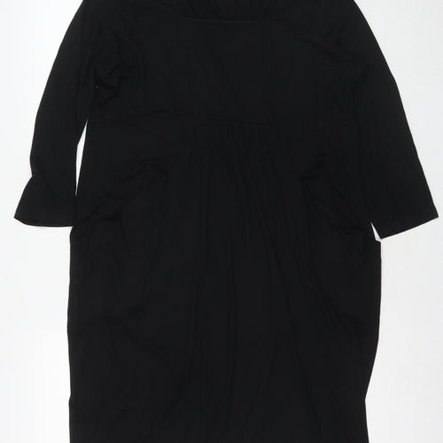 Marks and Spencer Womens Black Viscose A-Line Size 16 V-Neck Pullover