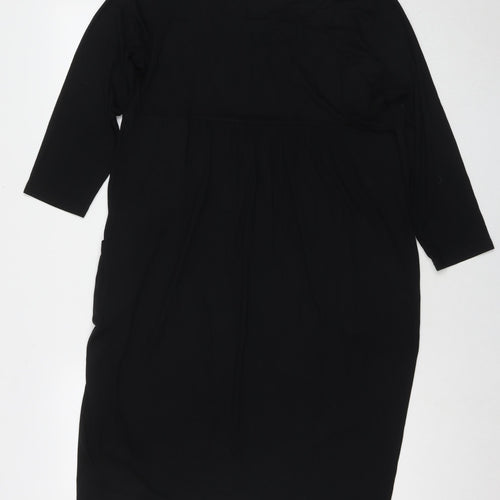 Marks and Spencer Womens Black Viscose A-Line Size 16 V-Neck Pullover