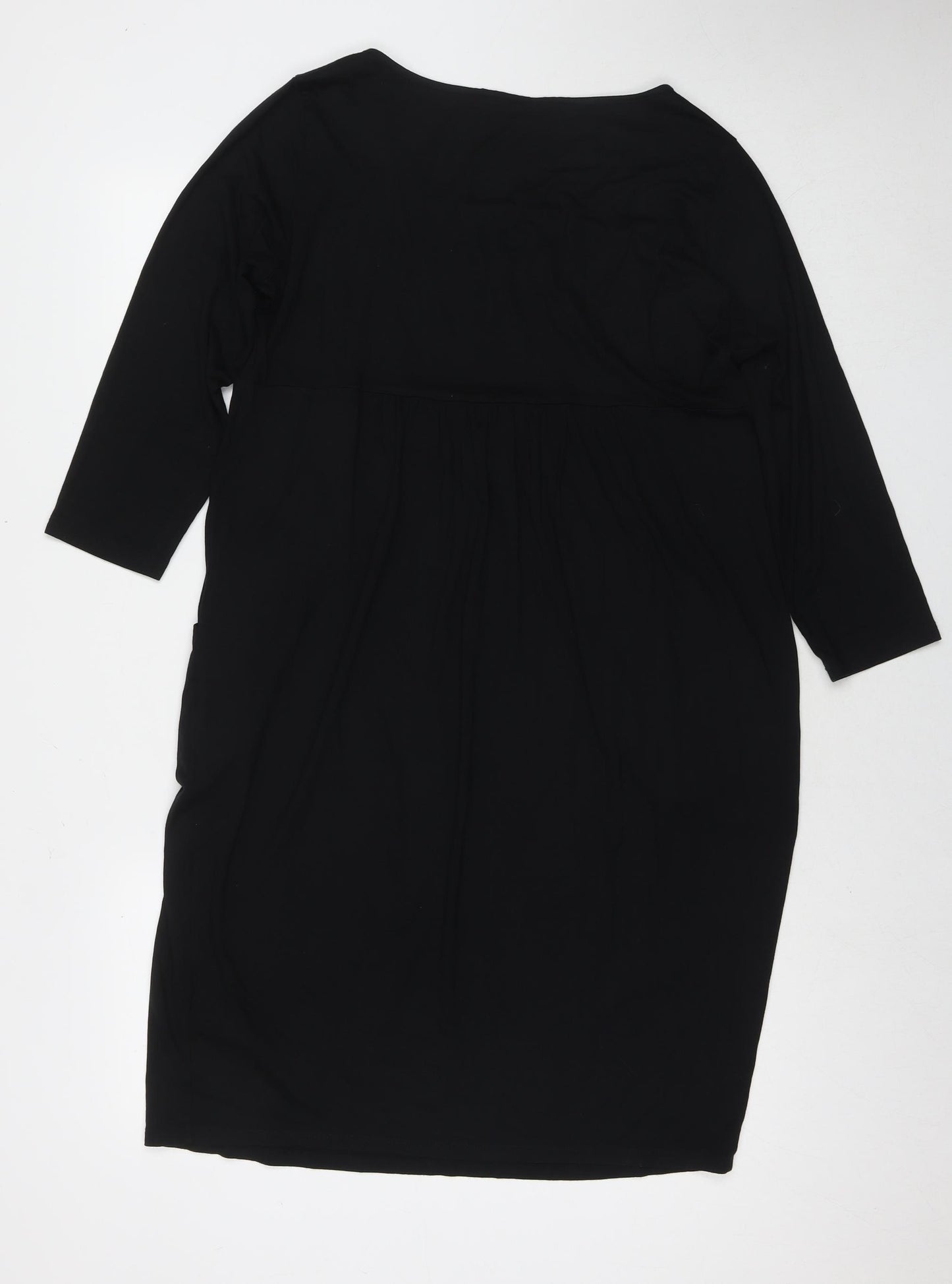 Marks and Spencer Womens Black Viscose A-Line Size 16 V-Neck Pullover