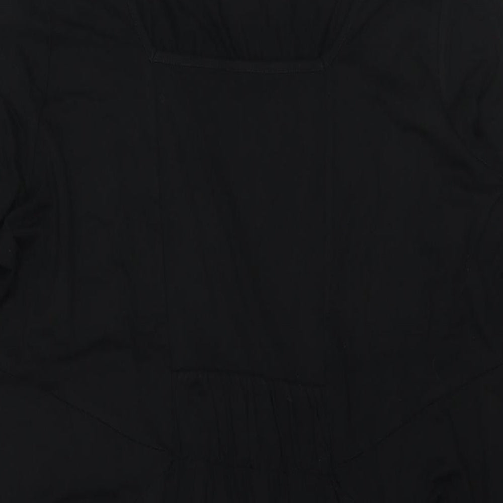 Marks and Spencer Womens Black Viscose A-Line Size 16 V-Neck Pullover