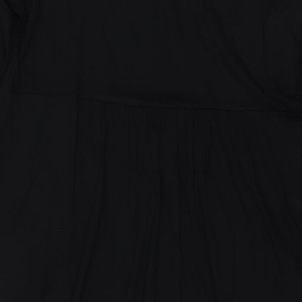 Marks and Spencer Womens Black Viscose A-Line Size 16 V-Neck Pullover