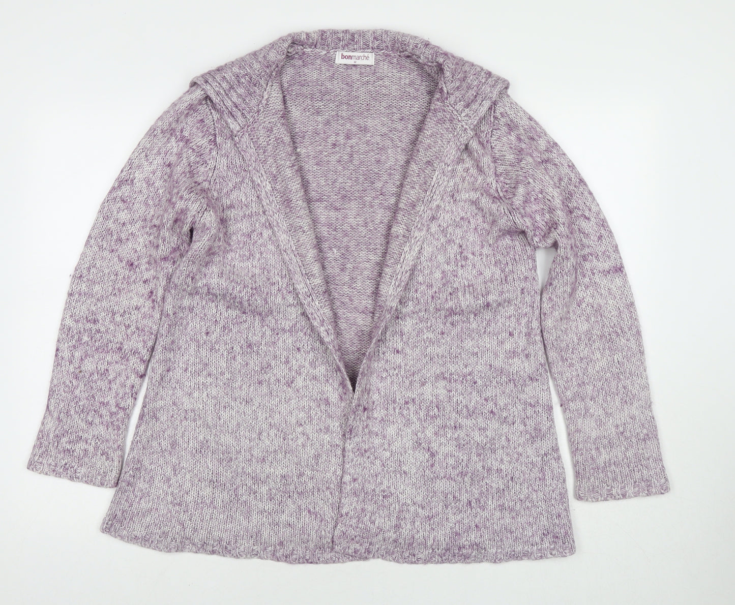 Bonmarché Womens Purple Collared Acrylic Cardigan Jumper Size M