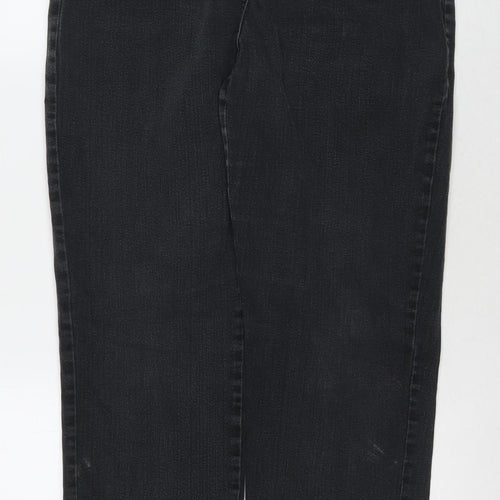 Julipa Womens Black Cotton Straight Jeans Size 16 L27 in Regular Zip