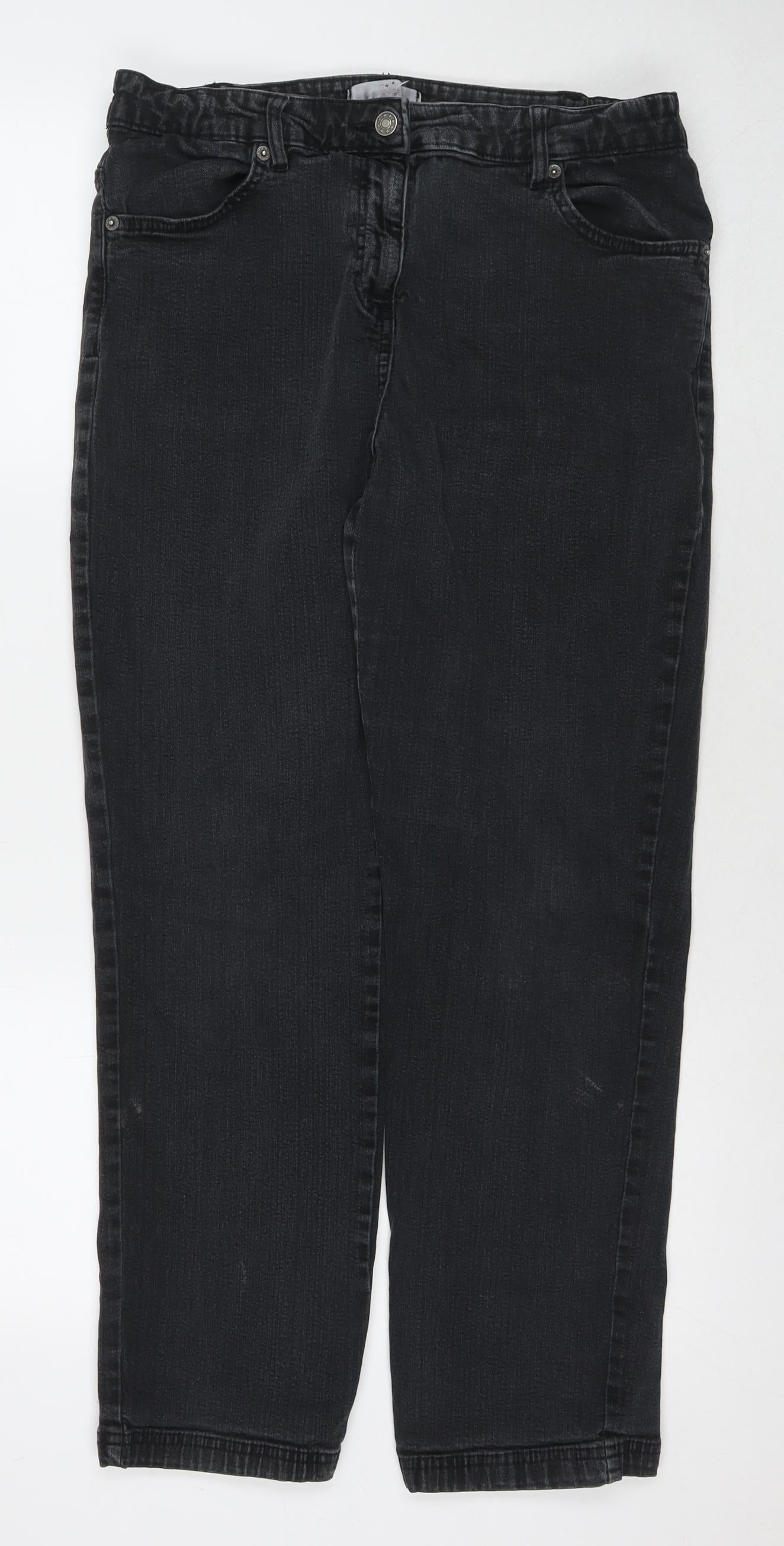 Julipa Womens Black Cotton Straight Jeans Size 16 L27 in Regular Zip