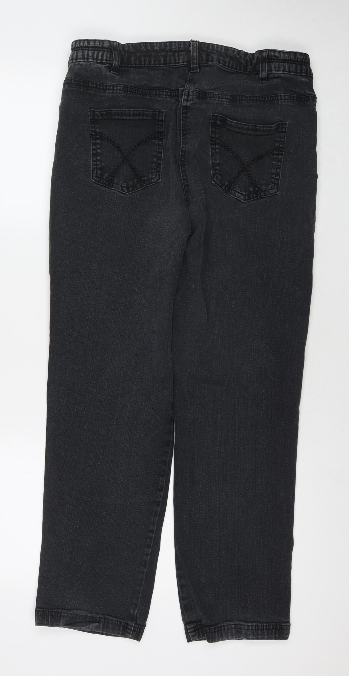 Julipa Womens Black Cotton Straight Jeans Size 16 L27 in Regular Zip