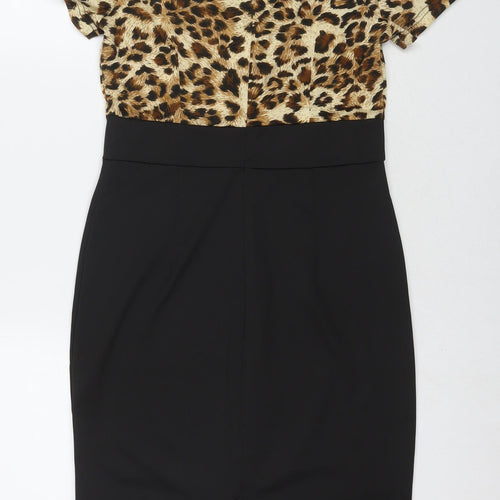 Rorox Womens Multicoloured Animal Print Polyester A-Line Size M Round Neck Zip - Leopard Print
