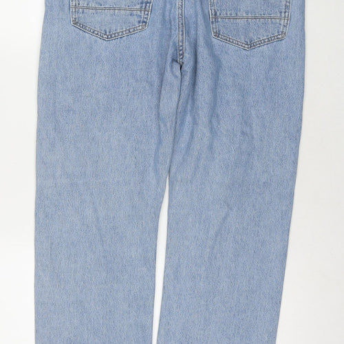 Marks and Spencer Mens Blue Cotton Straight Jeans Size 32 in L31 in Relaxed Zip