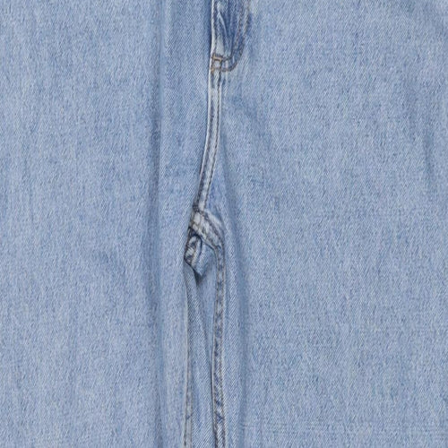 Marks and Spencer Mens Blue Cotton Straight Jeans Size 32 in L31 in Relaxed Zip