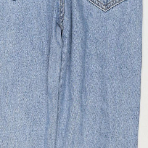 Marks and Spencer Mens Blue Cotton Straight Jeans Size 32 in L31 in Relaxed Zip