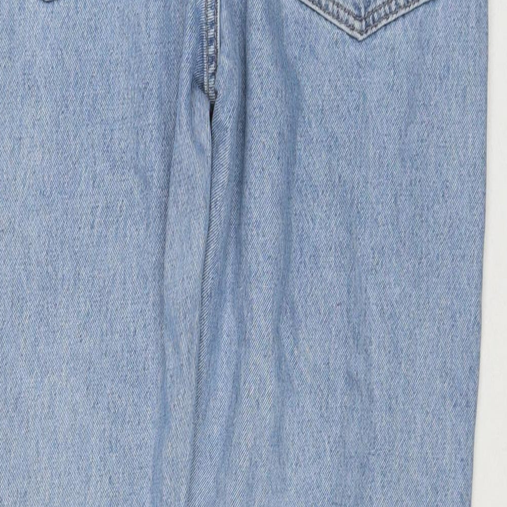 Marks and Spencer Mens Blue Cotton Straight Jeans Size 32 in L31 in Relaxed Zip