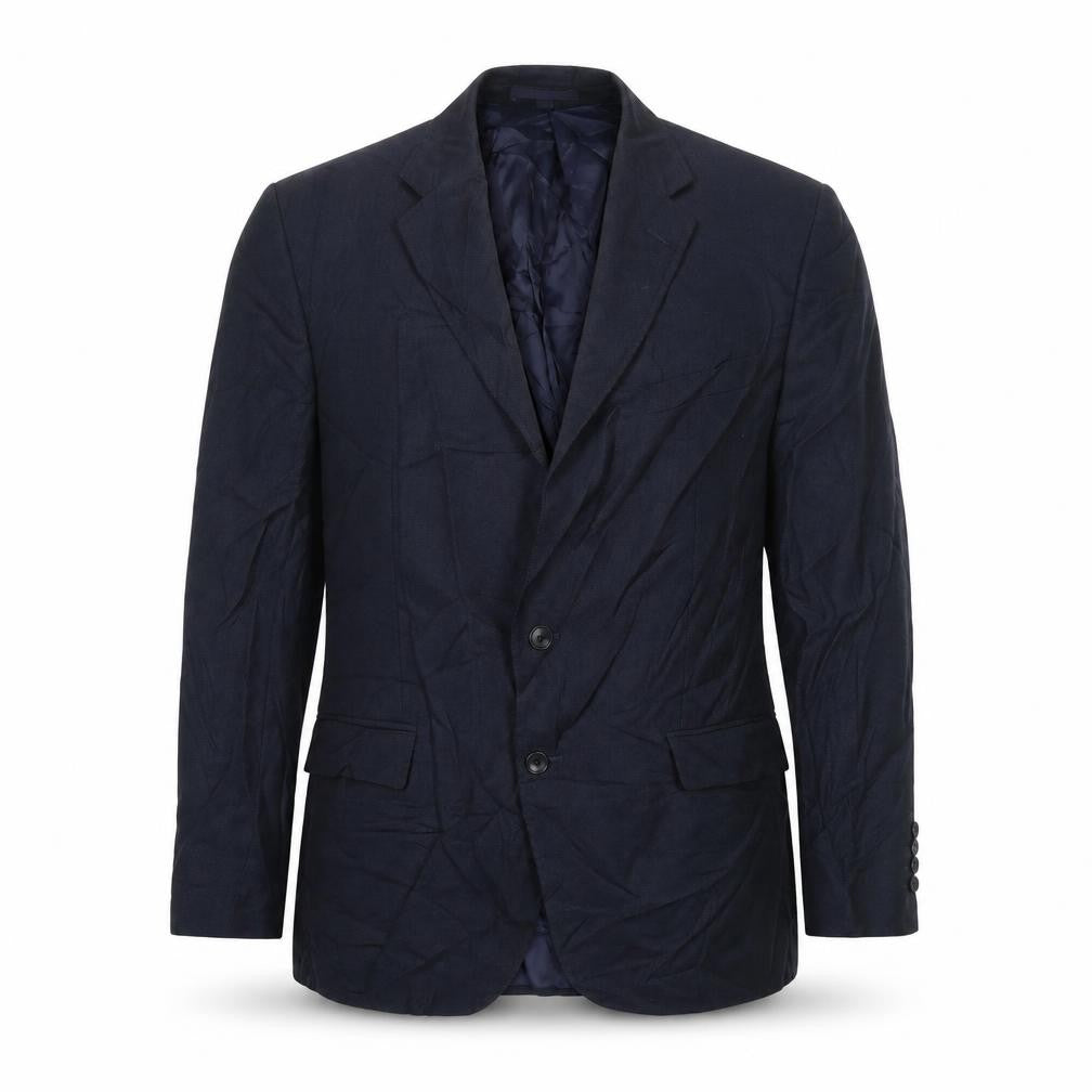 Front view of Marks & Spencer men’s blue wool jacket suit jacket, size 44, regular