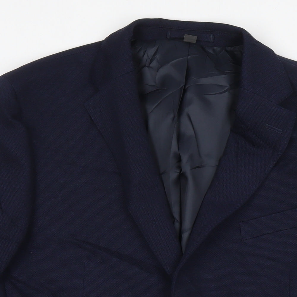 Marks and Spencer Mens Blue Polyamide Jacket Suit Jacket Size 42 Regular