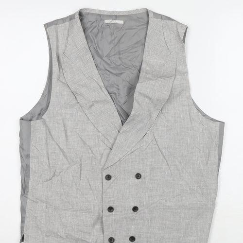 Marks and Spencer Mens Grey Linen Jacket Suit Waistcoat Size 42 Regular