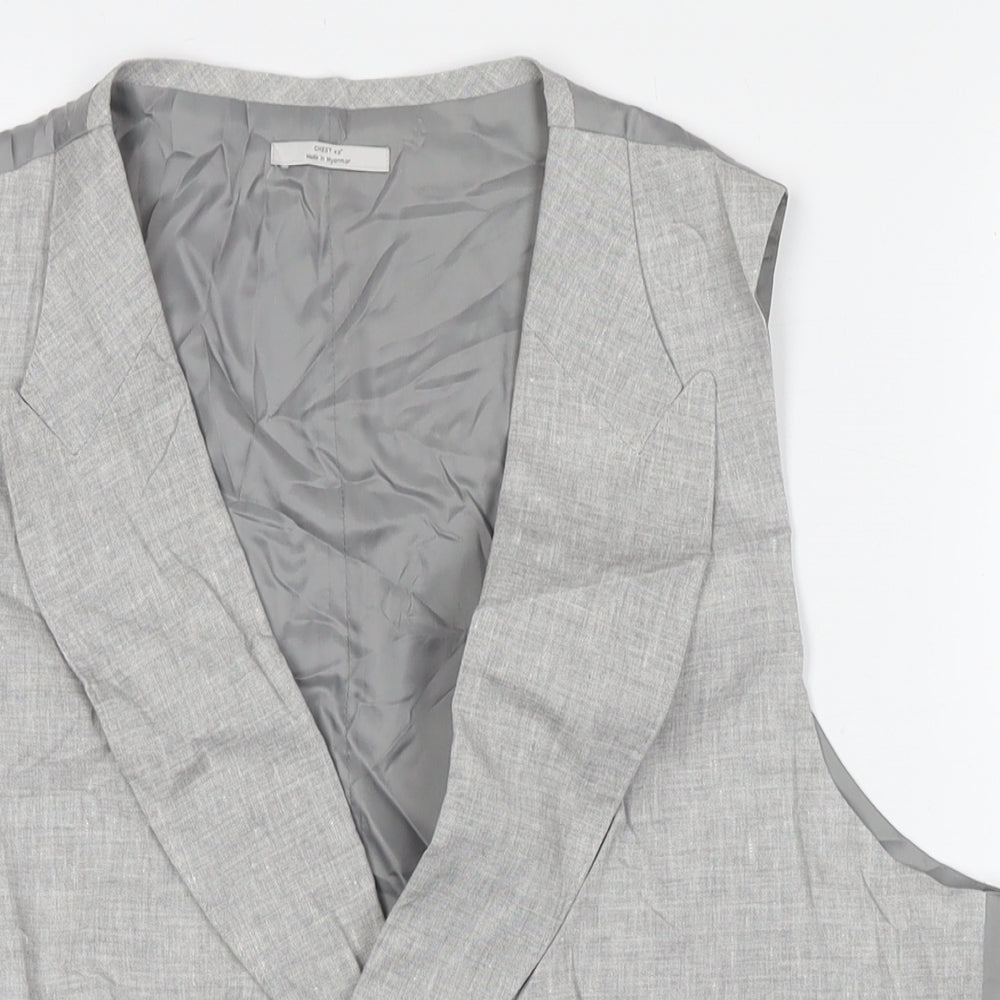 Marks and Spencer Mens Grey Linen Jacket Suit Waistcoat Size 42 Regular