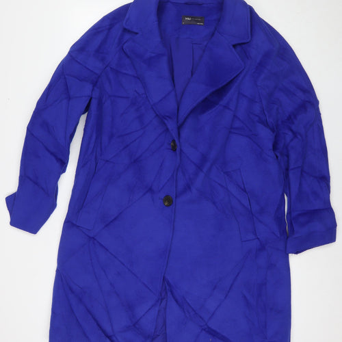 Marks and Spencer Womens Blue Overcoat Coat Size 12 Button