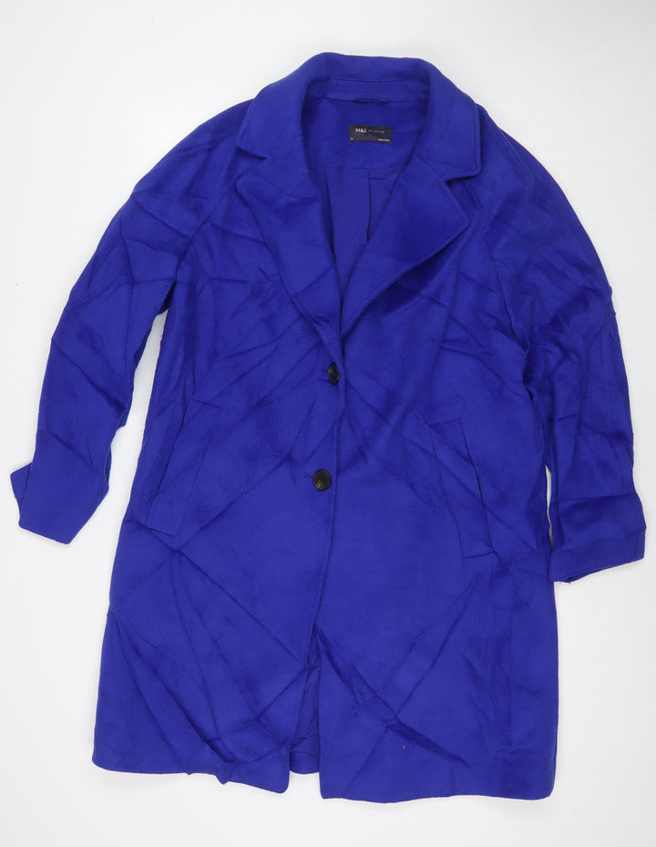 Marks and Spencer Womens Blue Overcoat Coat Size 12 Button