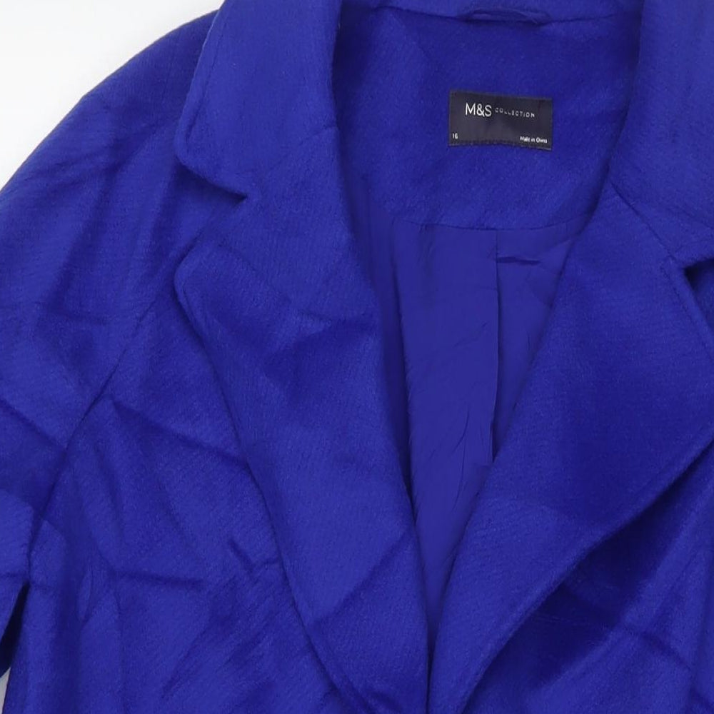 Marks and Spencer Womens Blue Overcoat Coat Size 12 Button