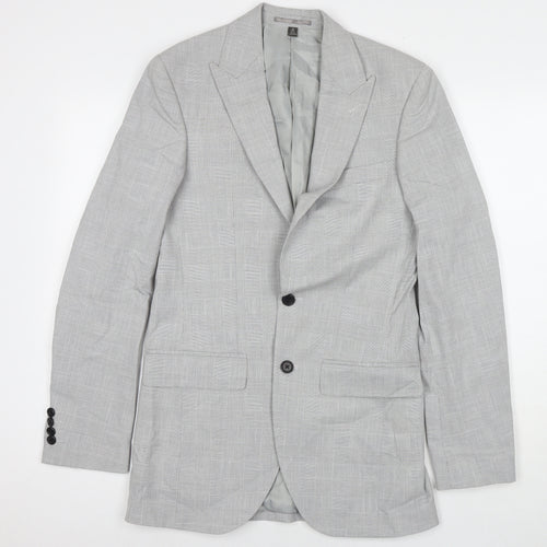 Marks and Spencer Mens Grey Check Polyester Jacket Suit Jacket Size 34 Regular