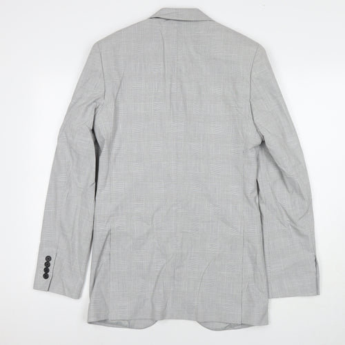 Marks and Spencer Mens Grey Check Polyester Jacket Suit Jacket Size 34 Regular