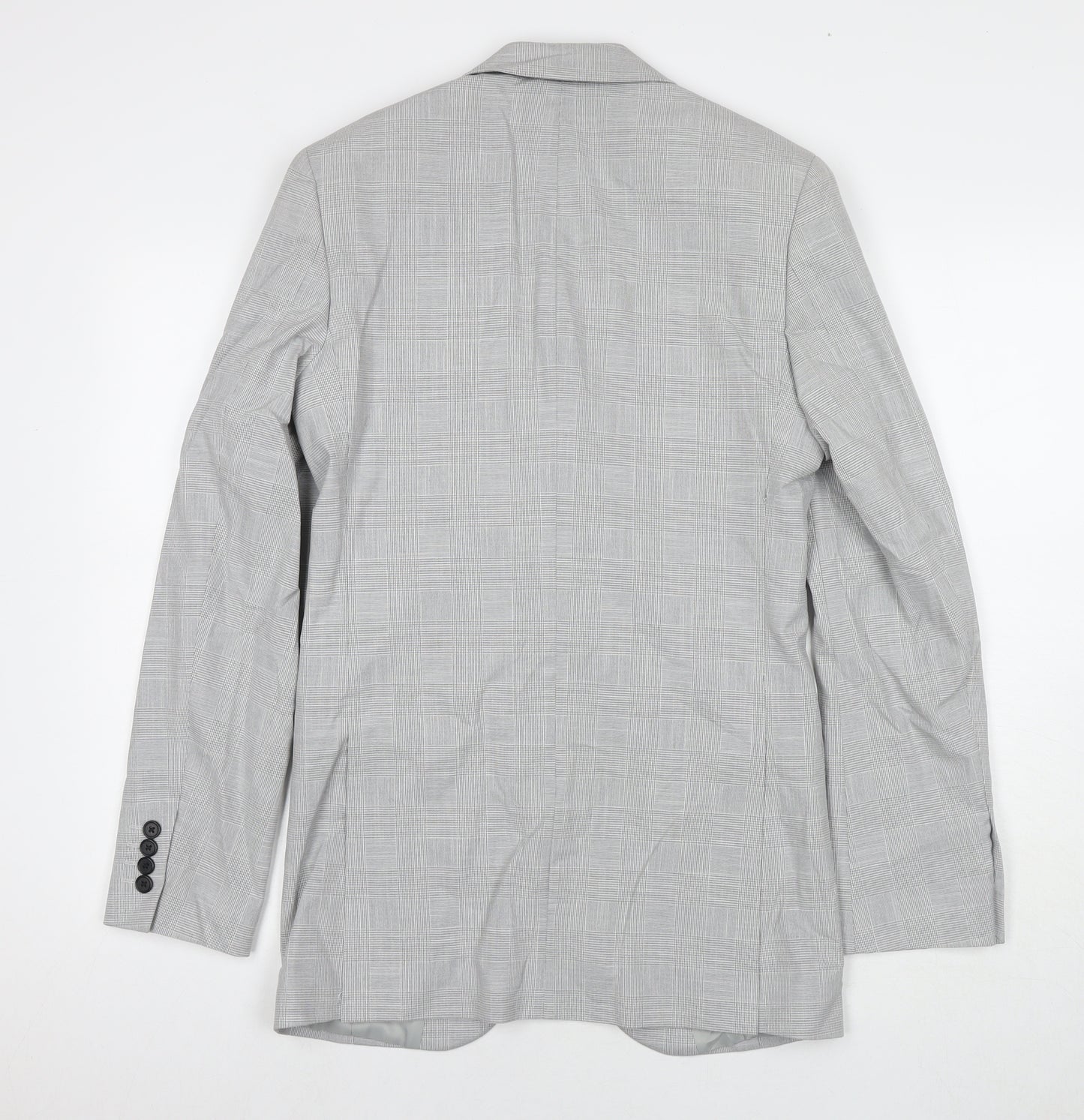Marks and Spencer Mens Grey Check Polyester Jacket Suit Jacket Size 34 Regular