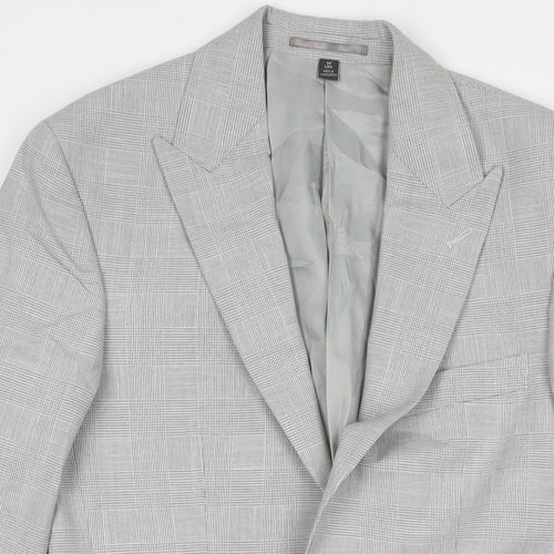 Marks and Spencer Mens Grey Check Polyester Jacket Suit Jacket Size 34 Regular