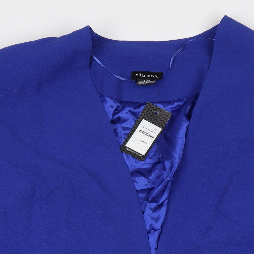 City Chic Womens Blue Jacket Blazer Size 20 Hook & Eye