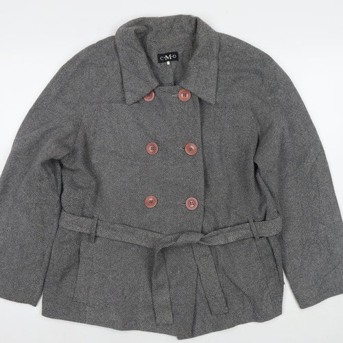 CMD Womens Grey Pea Coat Coat Size 18 Button