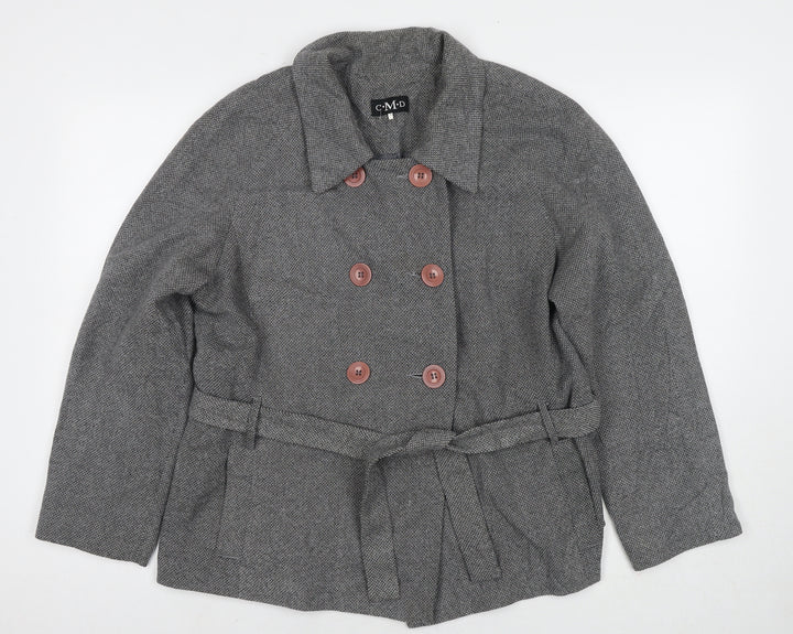 CMD Womens Grey Pea Coat Coat Size 18 Button