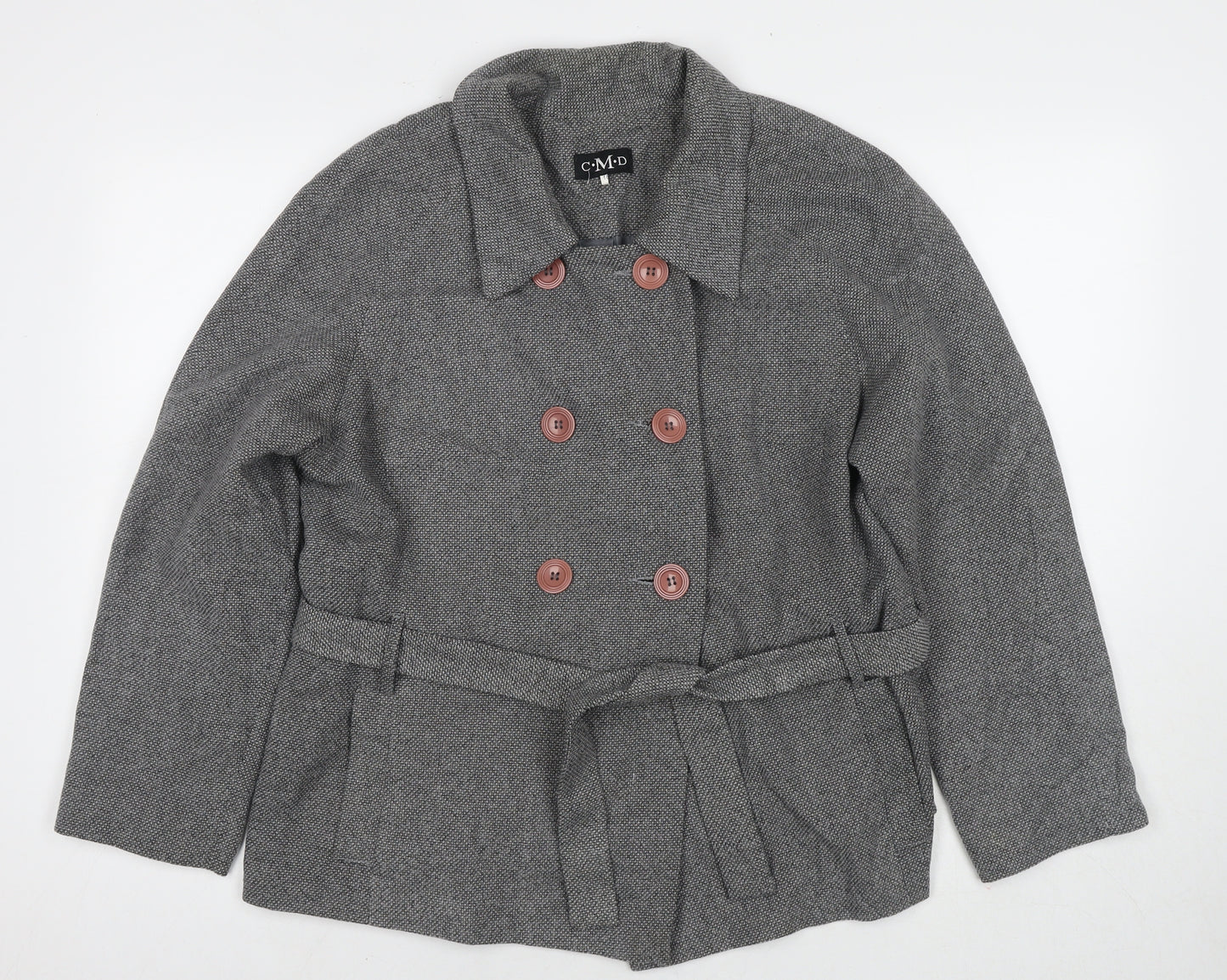 CMD Womens Grey Pea Coat Coat Size 18 Button