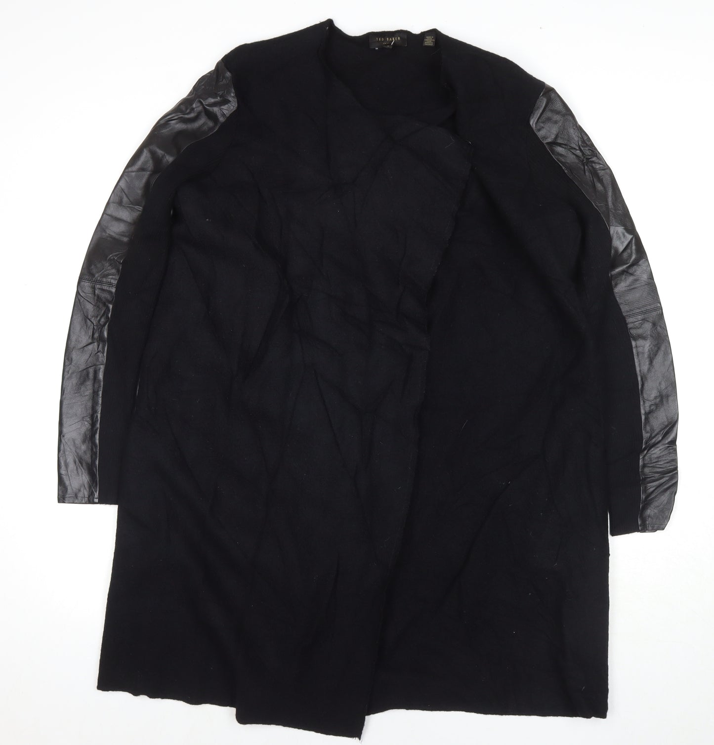 Ted Baker Womens Black Overcoat Coat Size 12 Snap