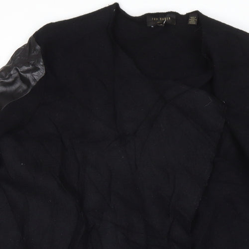 Ted Baker Womens Black Overcoat Coat Size 12 Snap