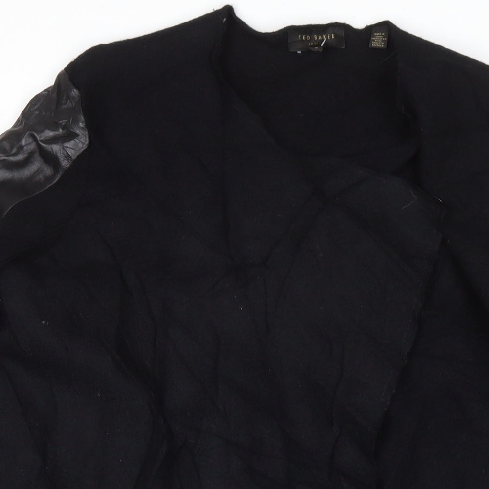 Ted Baker Womens Black Overcoat Coat Size 12 Snap