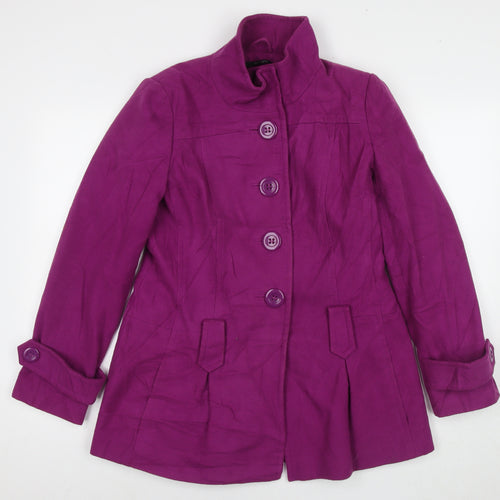 Dunnes Stores Womens Purple Overcoat Coat Size 12 Button