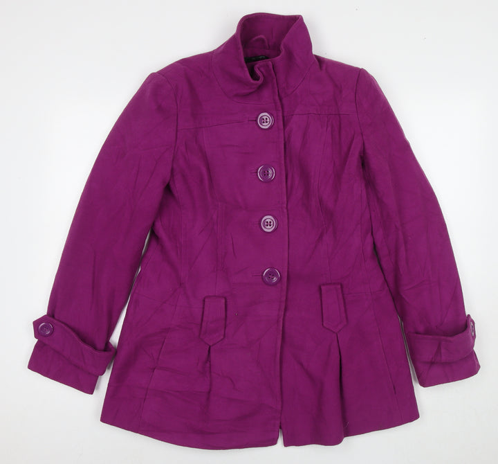 Dunnes Stores Womens Purple Overcoat Coat Size 12 Button