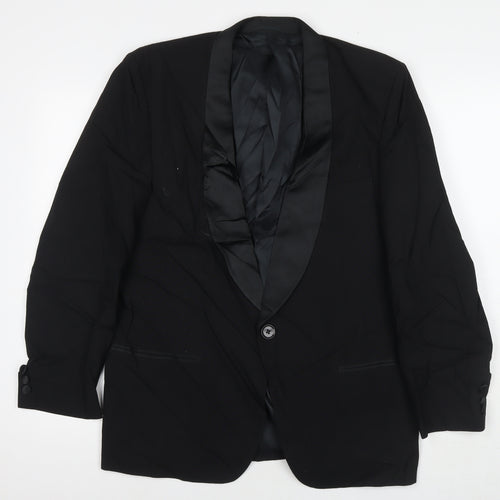 Moss Bros Mens Black Polyester Jacket Suit Jacket Size 42 Regular