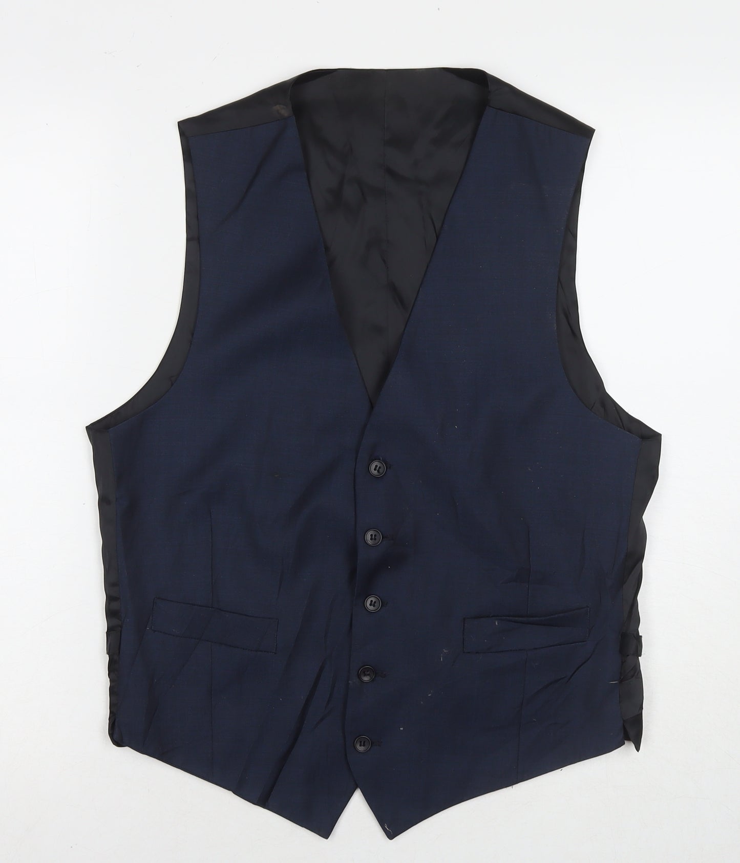 Marks and Spencer Mens Blue Polyester Jacket Suit Waistcoat Size M Regular - Label size 38-40''