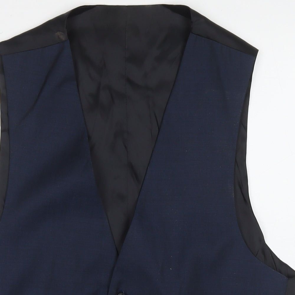 Marks and Spencer Mens Blue Polyester Jacket Suit Waistcoat Size M Regular - Label size 38-40''