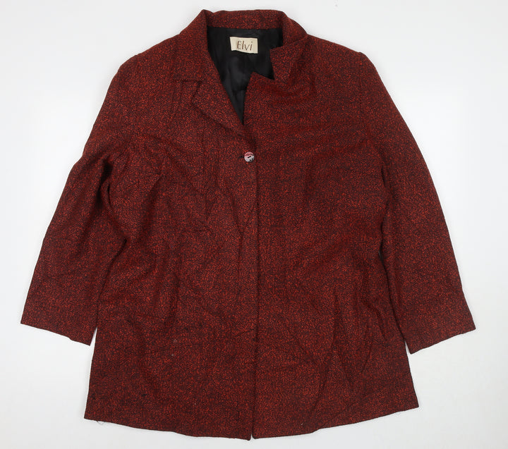 ELVI Womens Red Overcoat Jacket Size 18 Button