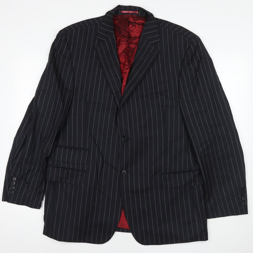 NEXT Mens Black Striped Polyester Jacket Suit Jacket Size 44 Regular