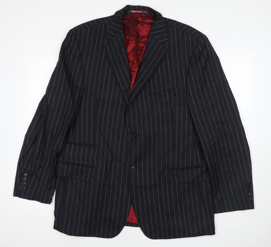 NEXT Mens Black Striped Polyester Jacket Suit Jacket Size 44 Regular