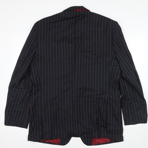 NEXT Mens Black Striped Polyester Jacket Suit Jacket Size 44 Regular