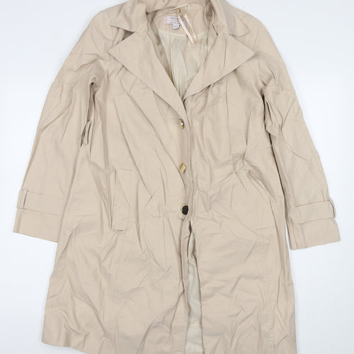 Dorothy Perkins Womens Beige Trench Coat Coat Size 8 Button