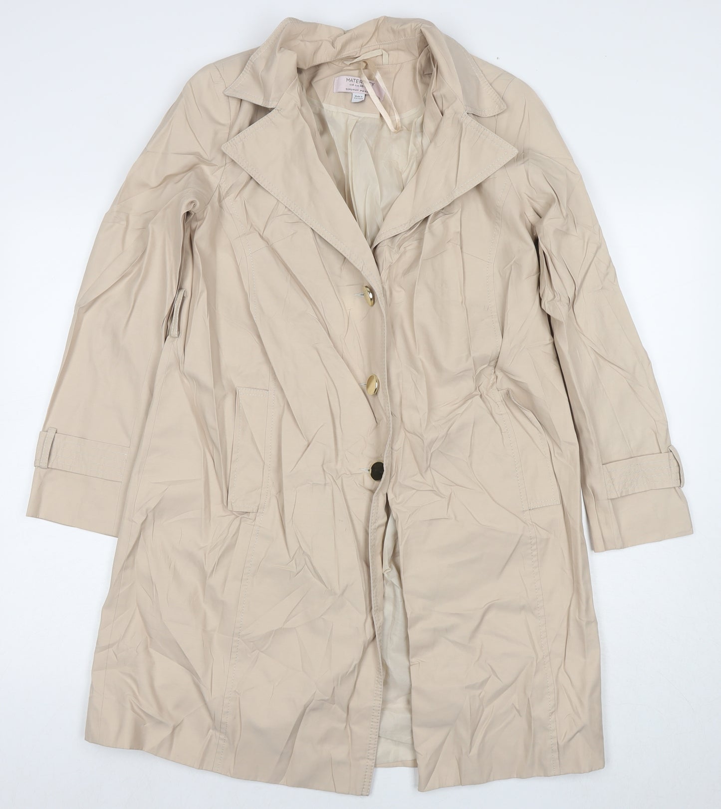 Dorothy Perkins Womens Beige Trench Coat Coat Size 8 Button