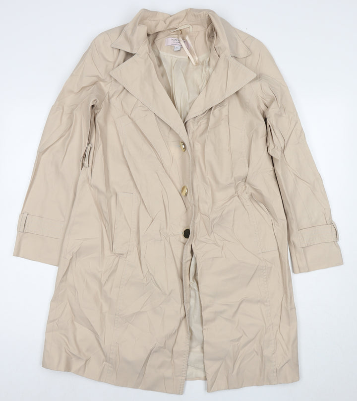 Dorothy Perkins Womens Beige Trench Coat Coat Size 8 Button