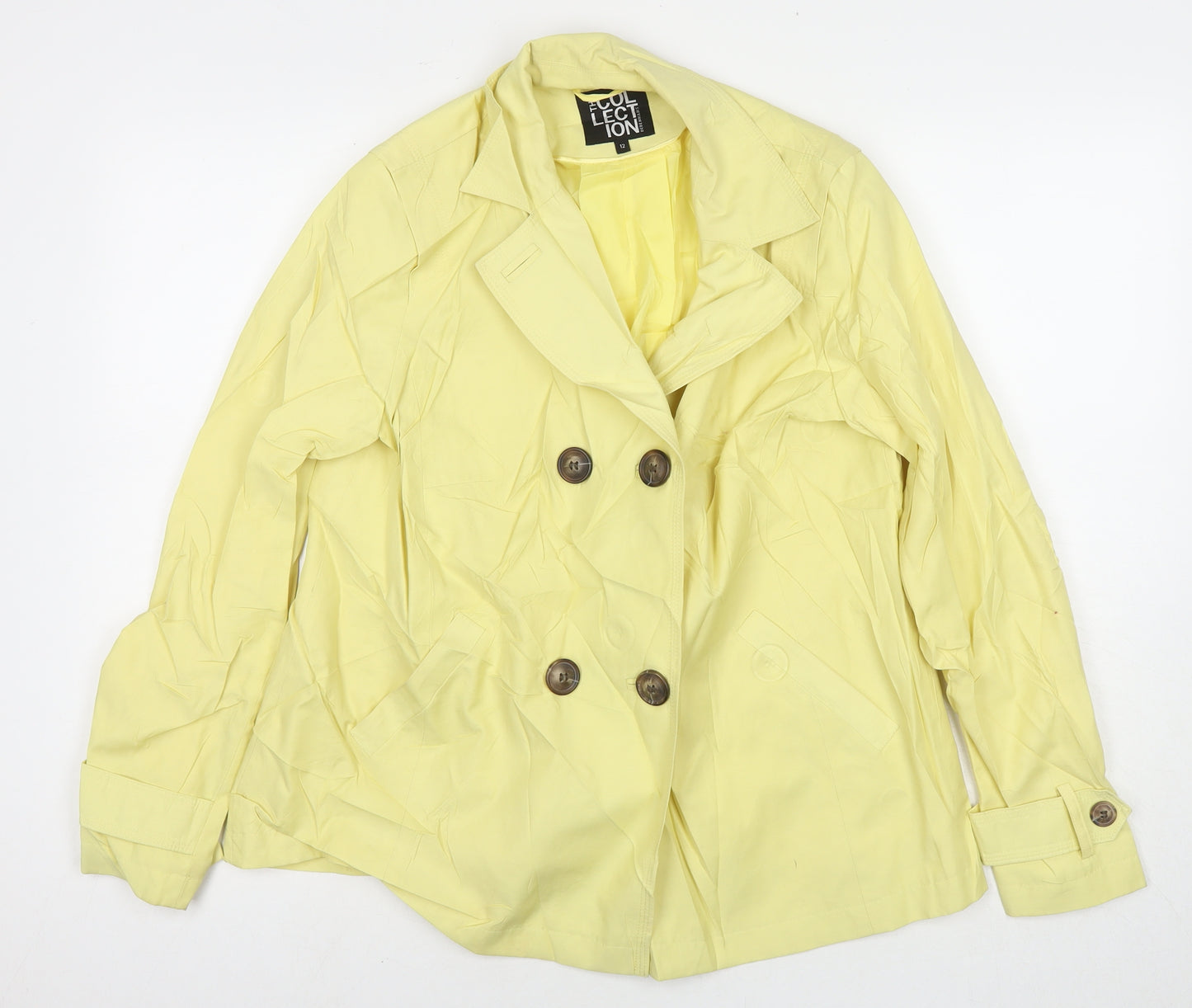 Debenhams Womens Yellow Trench Coat Coat Size 12 Button