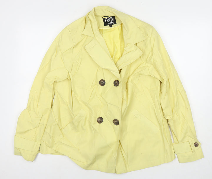 Debenhams Womens Yellow Trench Coat Coat Size 12 Button