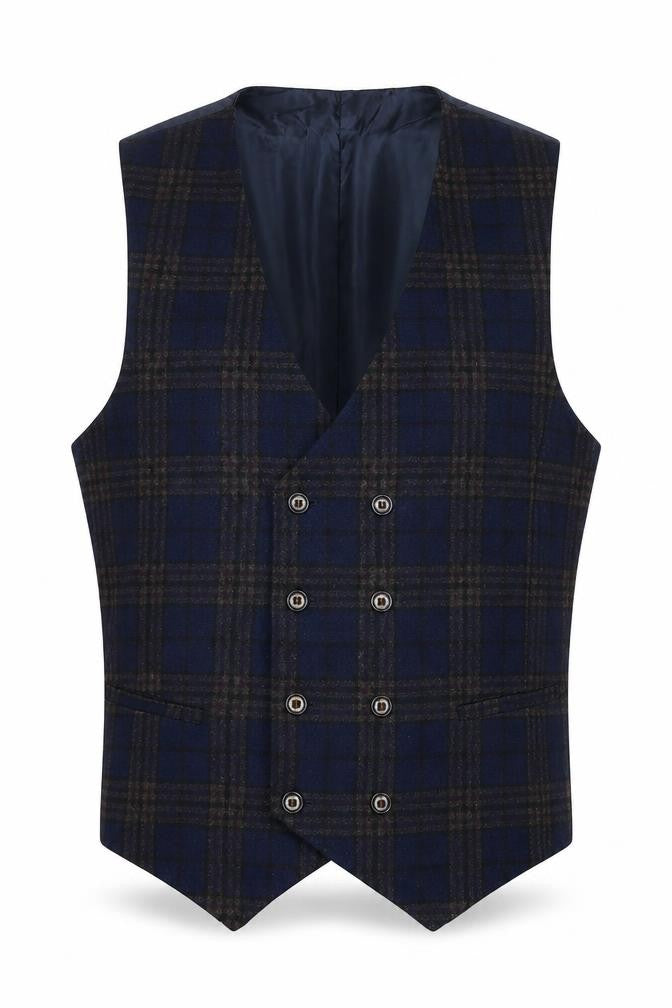 Kennet Street Mens Blue Check Wool Jacket Suit Waistcoat Size 40 Regular