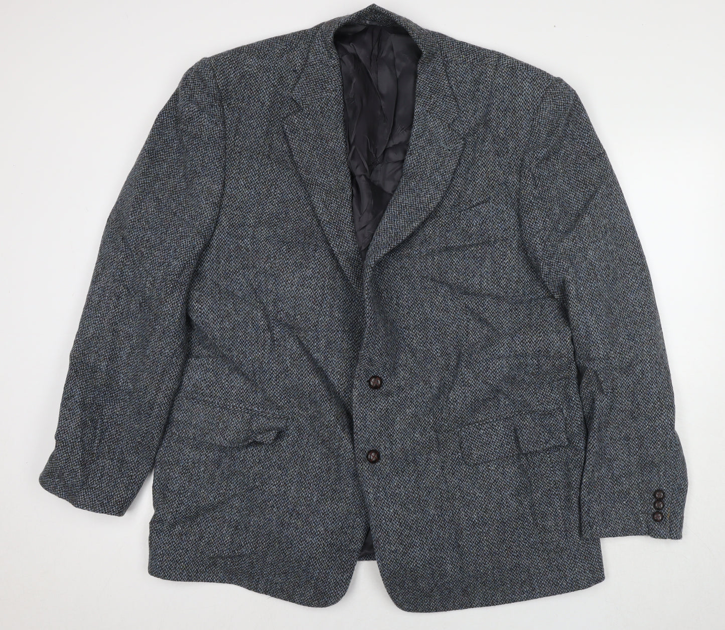 Harris Tweed Mens Grey Wool Jacket Suit Jacket Size 48 Regular