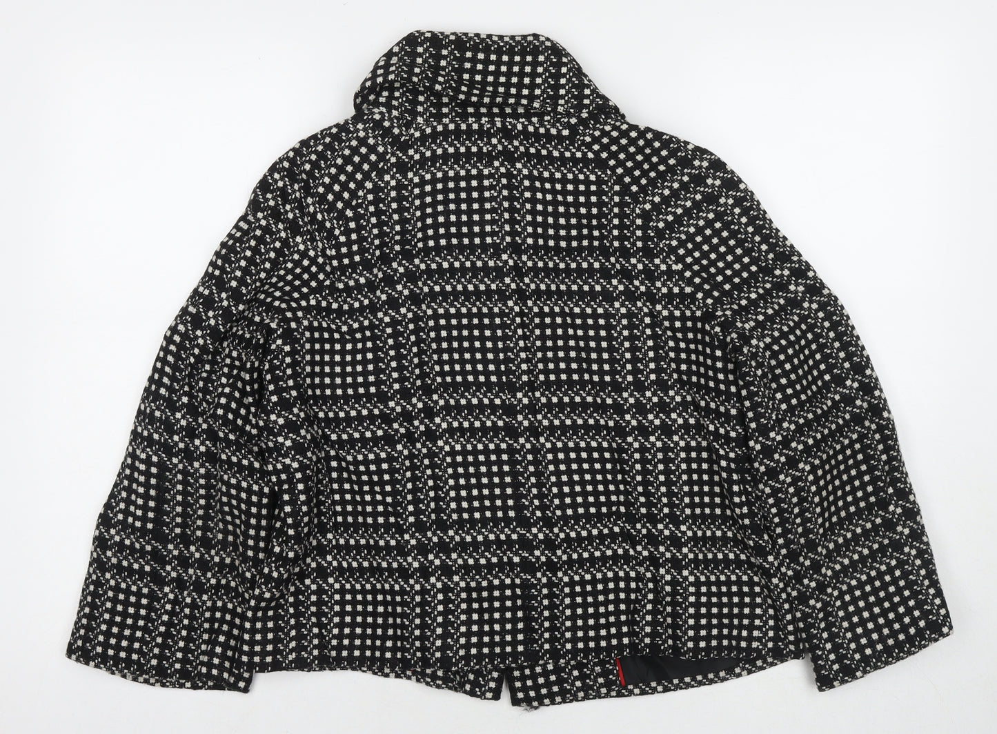 Marks and Spencer Womens Black Check Pea Coat Coat Size 12 Button